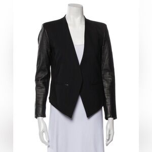 Helmut Lang Black Blazer with Leather Sleeves
